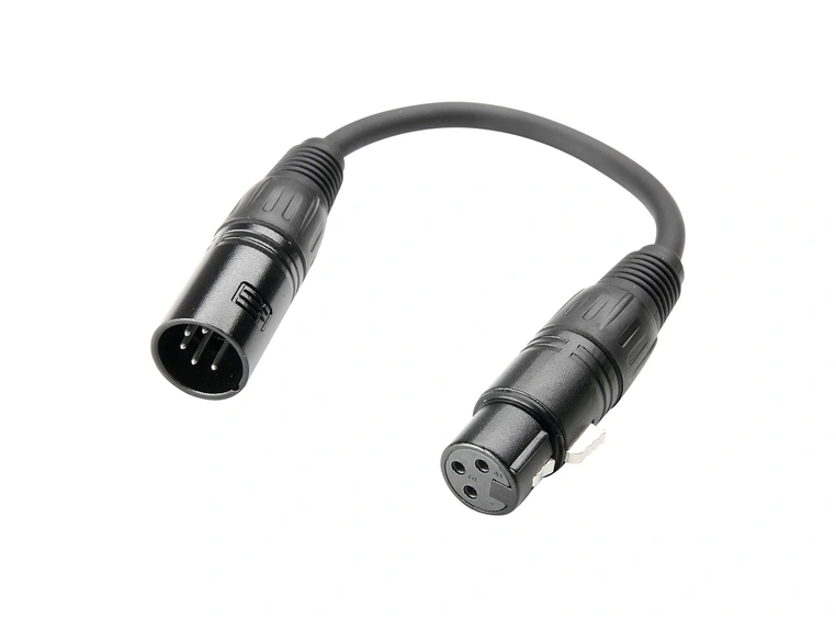 Dmx adaptercable 3p(f) to 5p(m) 20cm 